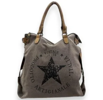 Stoffbeutel Vintage Star grau