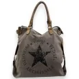 Borsa in tessuto spesso Vintage Star grigia