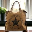 Canvas fabric bag Vintage Star Camel