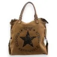 Borsa in tessuto di tela Vintage Star Cammello