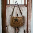 Camel fabric crossbody bag with star