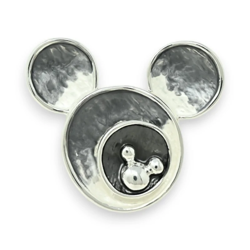 Silver Magnetic Mouse Head Brooch