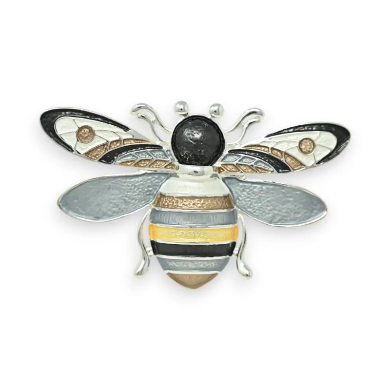 Broche Abeja Magnética Plateada