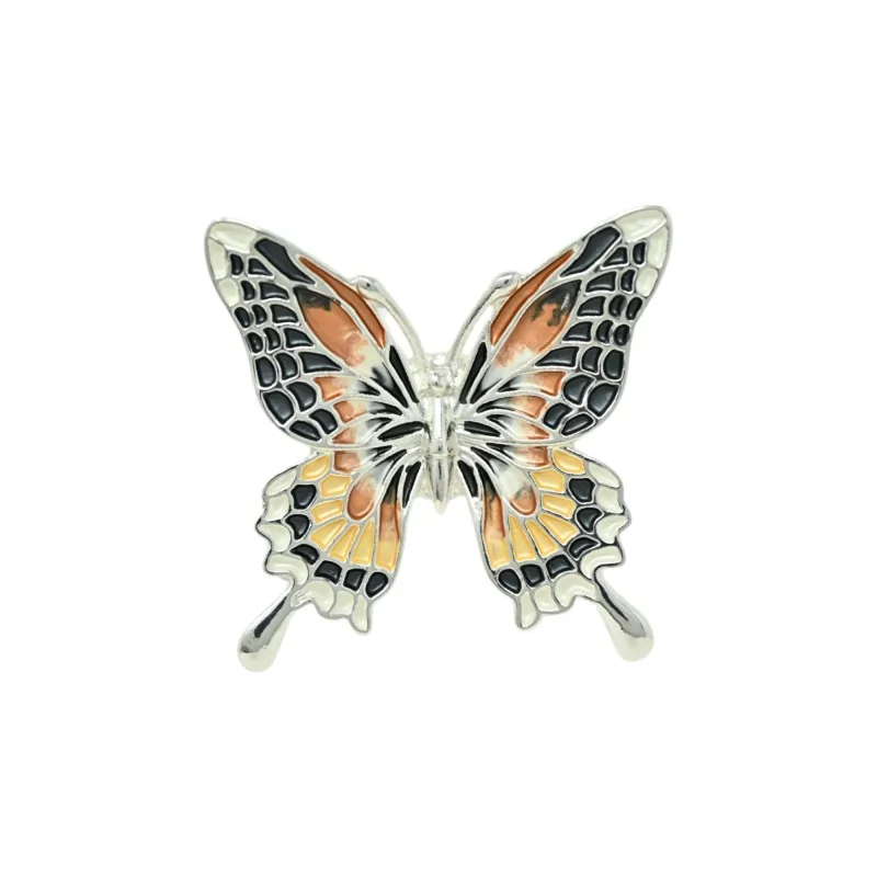 Broche Magnétique Papillon Argentée Vintage