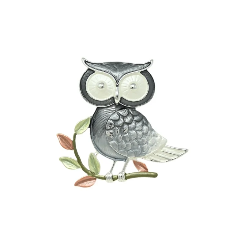 Silver Owl Magnetic Nature Brooch