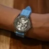 Orologio Ernesto in silicone blu cielo con quadrante di strass
