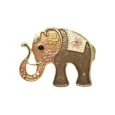 Magnetic Brown Floral Elephant Brooch