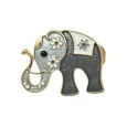 Two-Tone Grey Floral Elephant Magnetic Brooch