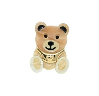 Beige and Gold Resin Teddy Bear Magnetic Brooch