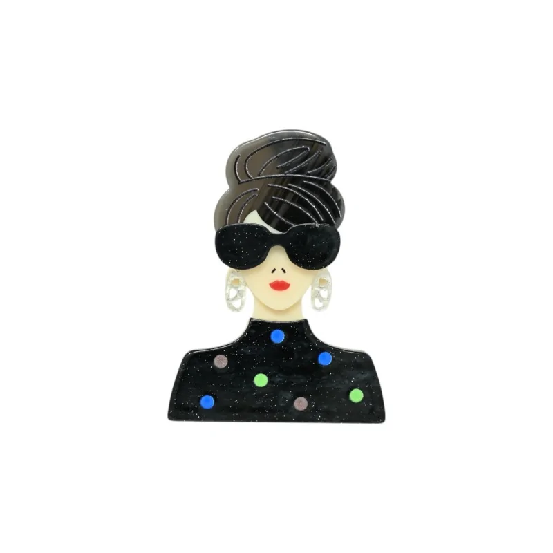 Magnetic Brooch Women's Glamorous Retro Black Resin