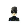 Broche Magnética Mujer Glamour Retro Resina Negra