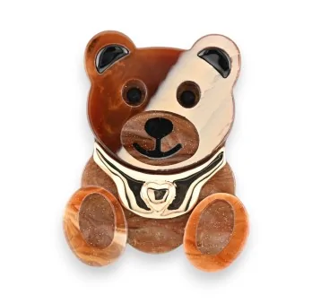 Bicolor Resin Bear Magnetic Brooch