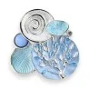 Broche Magnétique Florale Nuances bleu Argentée