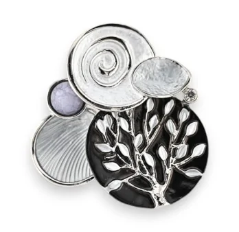 Magnetic Silver Spiral Tree of Life Brooch