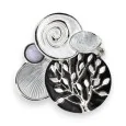 Magnetic Silver Spiral Tree of Life Brooch