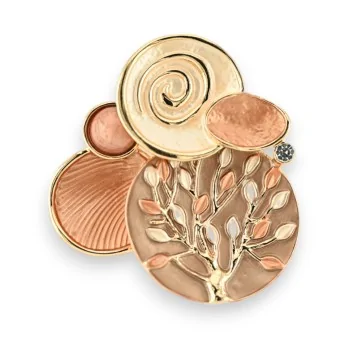 Magnetic Brooch Tree of Life Spiral Brown Shades