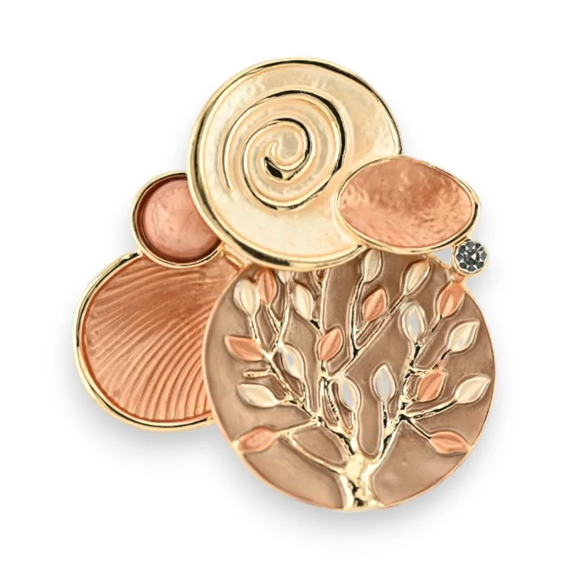 Magnetic Brooch Tree of Life Spiral Brown Shades