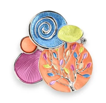 Multicolored Tree of Life Fancy Magnetic Brooch