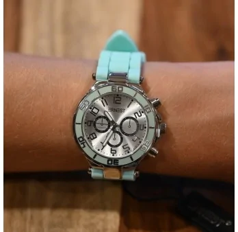Ernest\'s Green Water Resistant Silicone Chronograph Watch