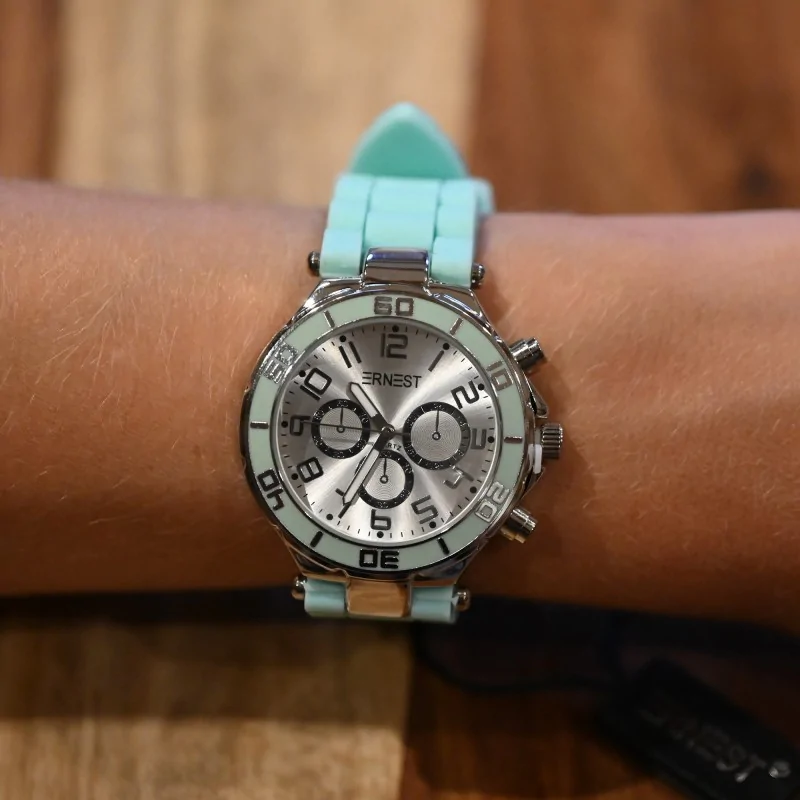 Ernest's Green Water Resistant Silicone Chronograph Watch