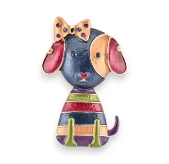 Colorful Vintage-Style Magnetic Dog Brooch