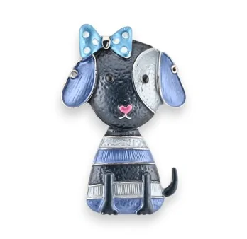 Broche Magnética Cachorro Pajarita Azul