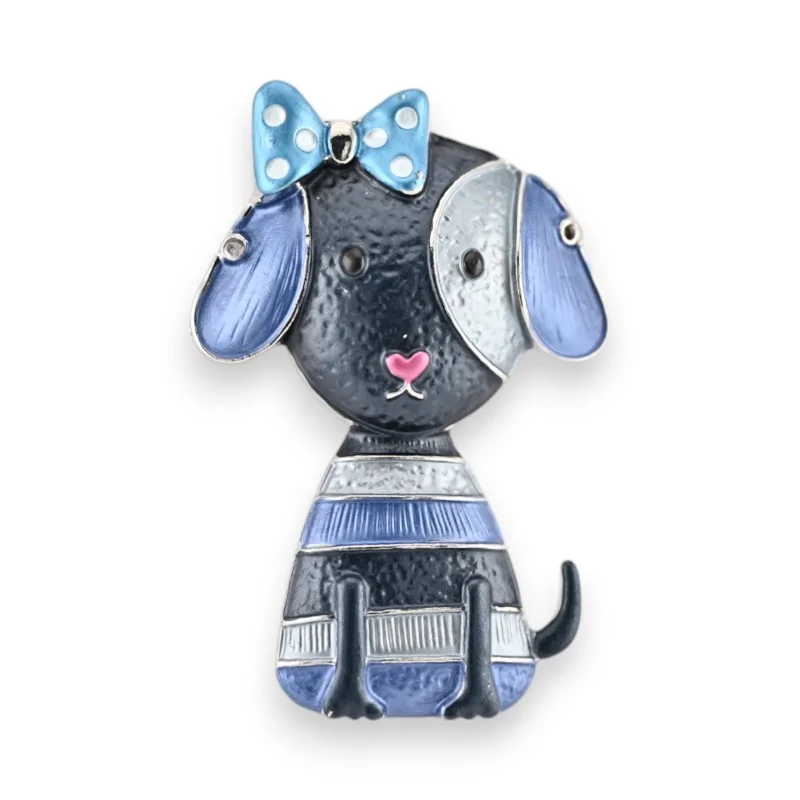 Broche Magnética Cachorro Pajarita Azul