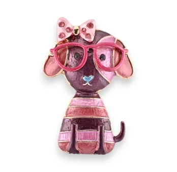 Stylish Dog Magnetic Brooch in Pink Shades