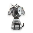 Magnetic Brooch Black and Gray Bow Tie Dog