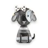 Magnetic Brooch Black and Gray Bow Tie Dog