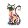 Broche Magnétique Chat Artistique Multicolore