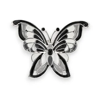 Broche Magnétique Papillon Argentée Bicolore