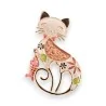 Magnetic Floral Cat Brooch