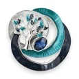 Turquoise and Navy Magnetic Tree of Life Brooch