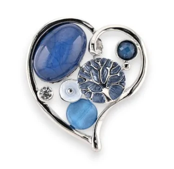 Broche Magnétique Coeur Art Nouveau Bleue