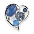 Broche Magnétique Coeur Art Nouveau Bleue