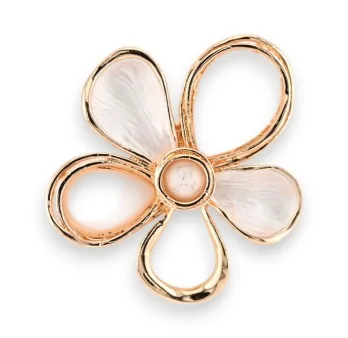 Broche Fleur Nacrée Dorée Magnétique