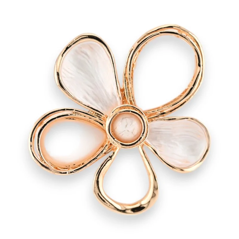 Broche Fleur Nacrée Dorée Magnétique