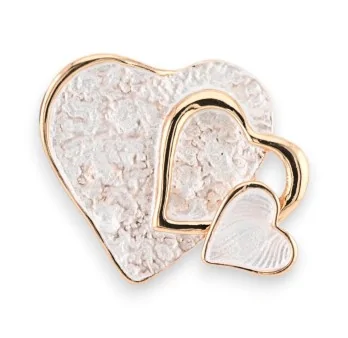 Magnetic Triple Heart Brooch White