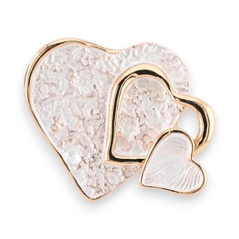 Broche Triple Corazón Magnético Blanco