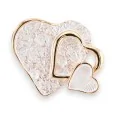 Broche Triple Corazón Magnético Blanco