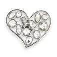 Broche Coeur Magnétique Argentée Pierres Blanches Scintillantes