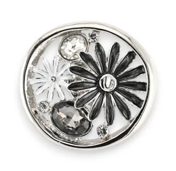 Broche Magnética Margarita Dúo Negro y Blanco