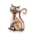 Broche Magnétique Chat Art Déco Marron Doré