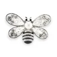 Broche Magnétique Abeille Argentée Strass et Perle