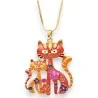 Collier fantaisie Duo Chats Fleuris