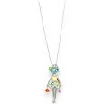 Collier fantaisie argenté Chaton Rétro Coloré