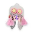 Bohemian Clip-on Earrings Ikita Pink & Purple