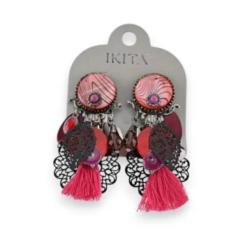 Boucles d'oreilles Clips Ikita Frida Rose et noir