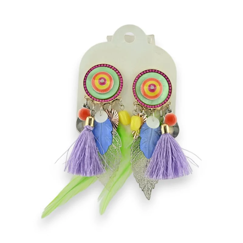 Boucles d'oreilles Clips Ikita Bohème Multicolore